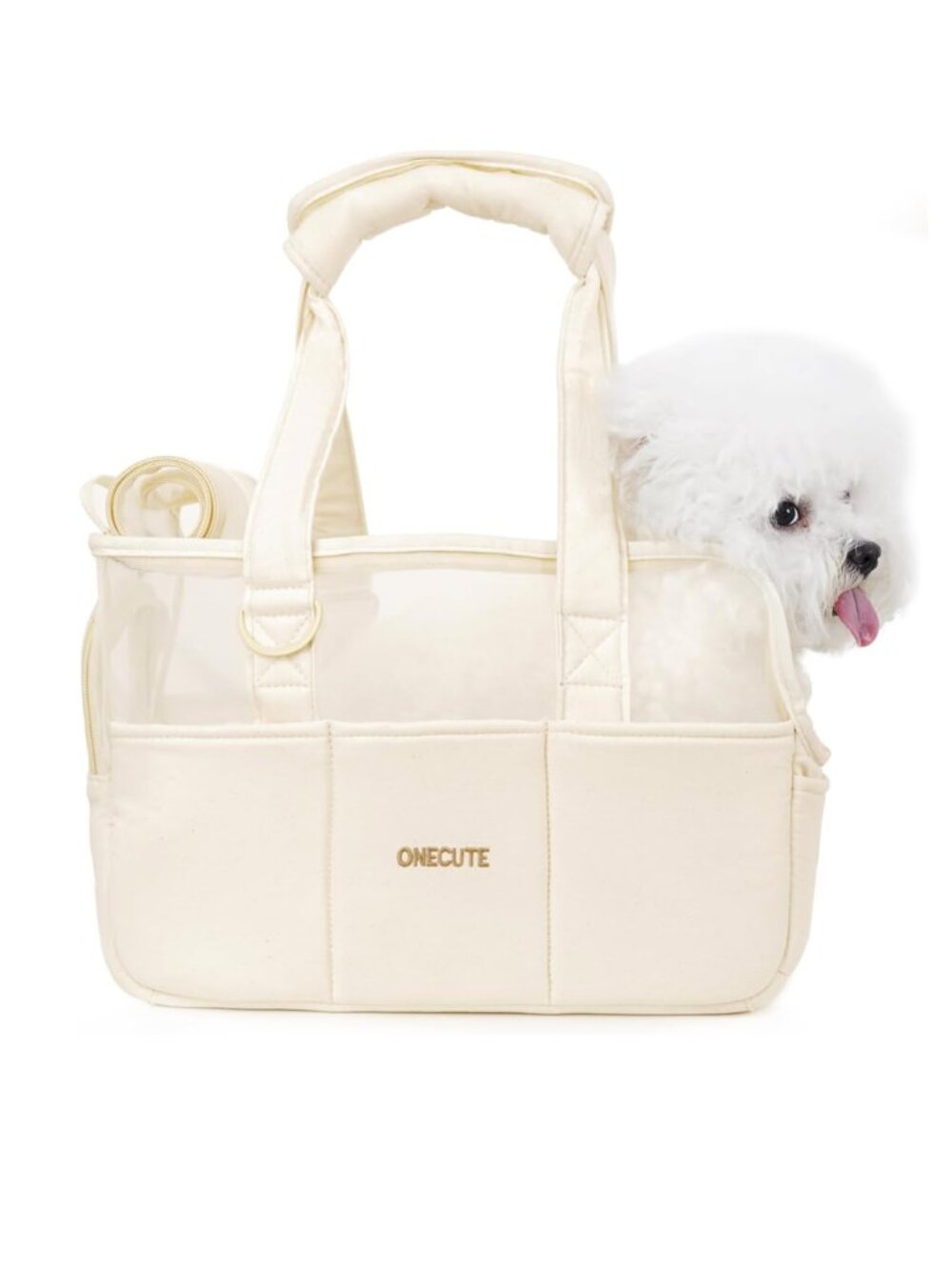 ONECUTE Beige Mesh Small Dog Cat Pet Carrier Purse